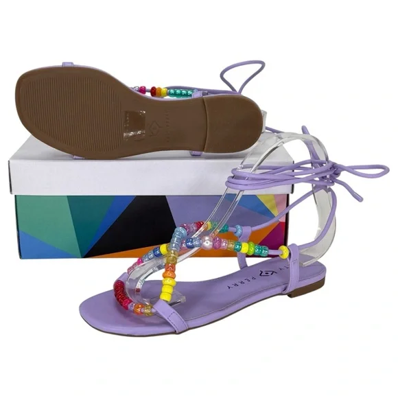 Katy Perry Halie Bead Purple Tie Up Womens Sandals Size 6.5M - Picture 12 of 13